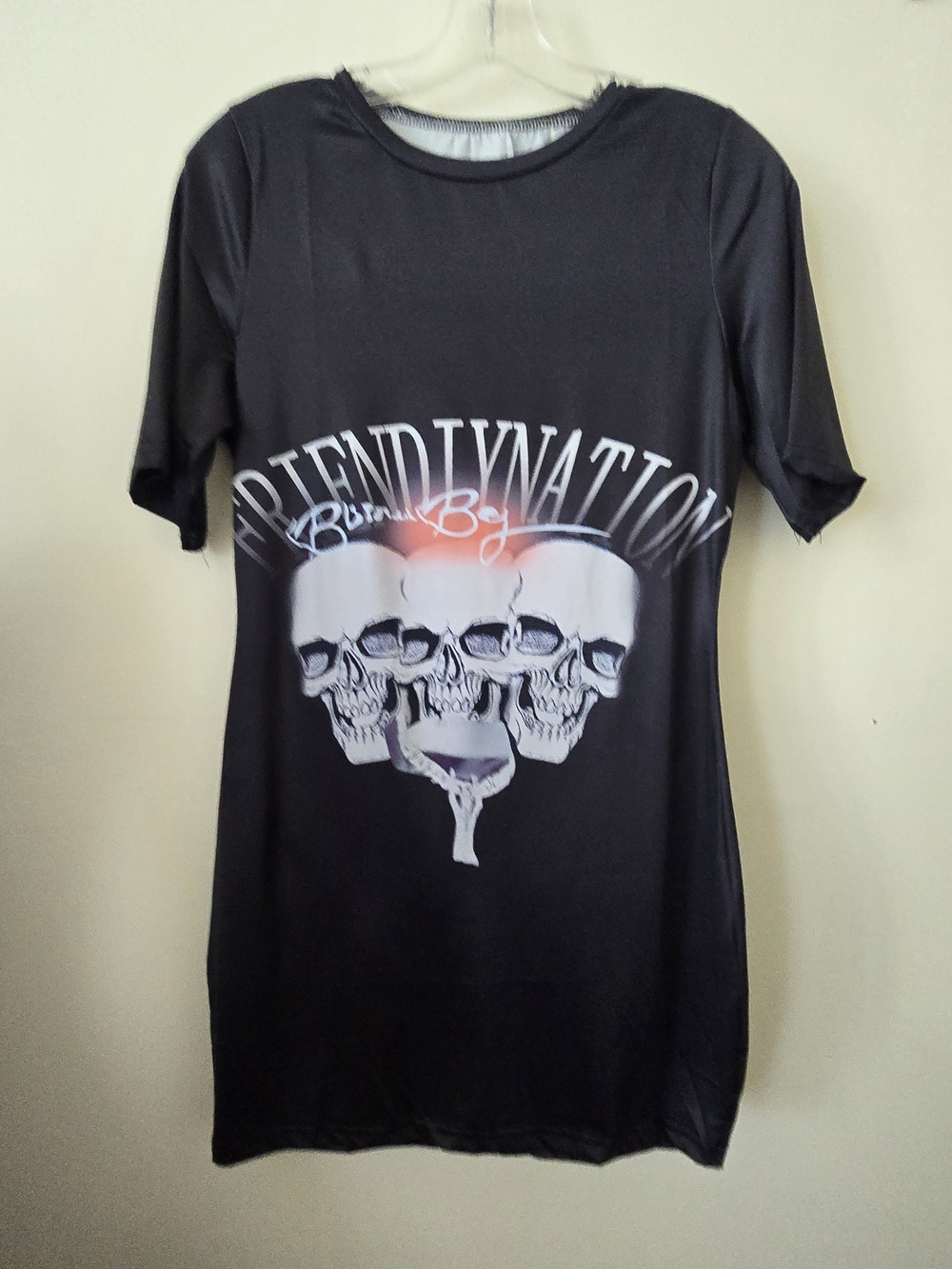 Black Graphic Skull Short-Sleeve T Shirt Or Mini Dress